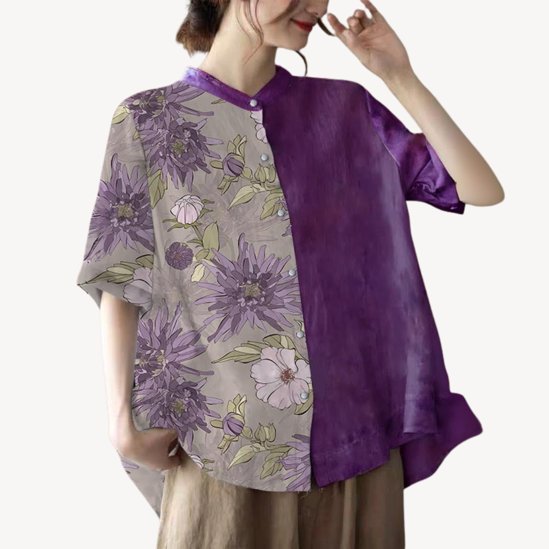 Women's Floral Linen Blend Button Shirt