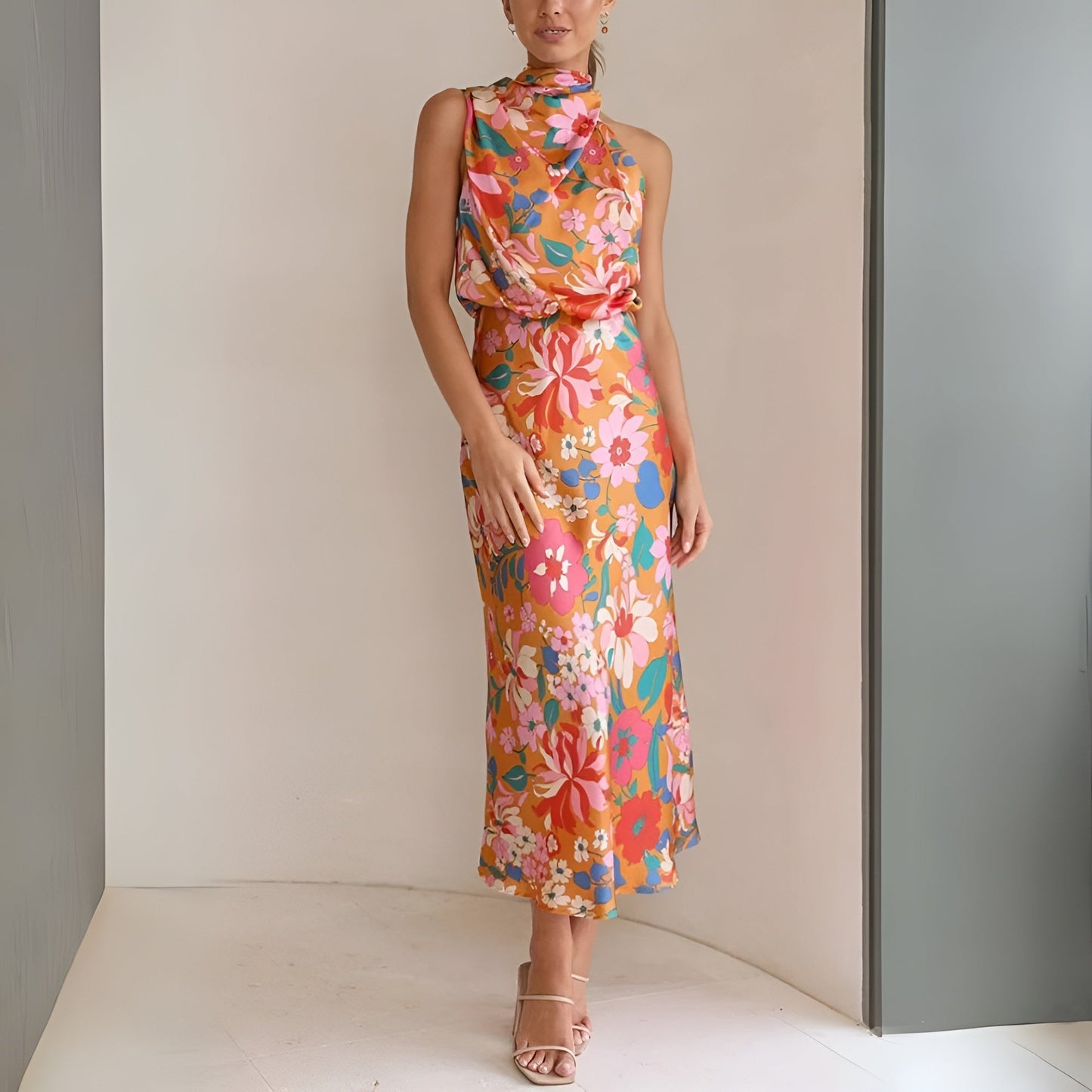 Ladies Lightweight Satin Floor Length Dress - BritishElegance