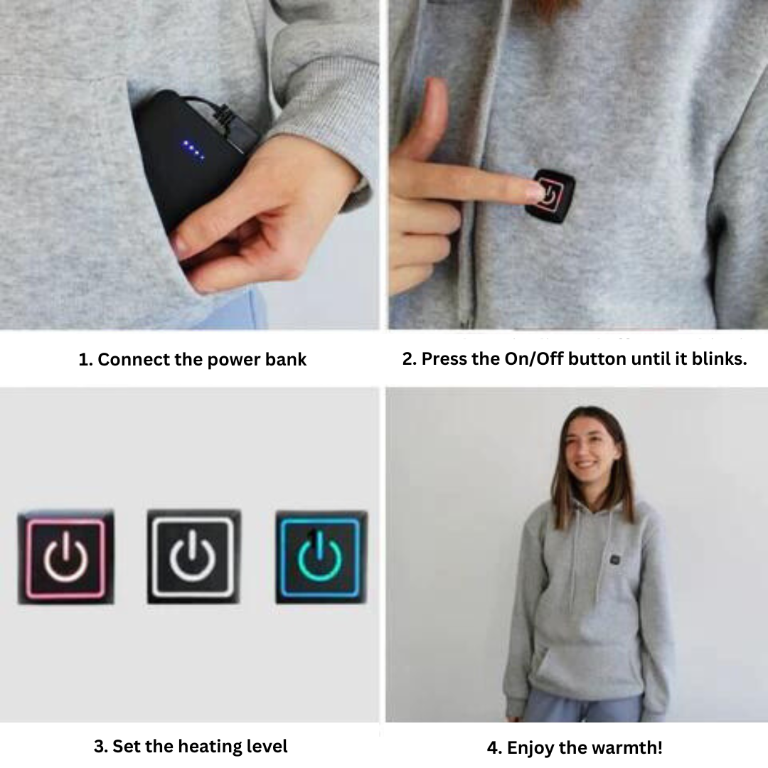 Unisex Heated Hoodie with Warming Panels