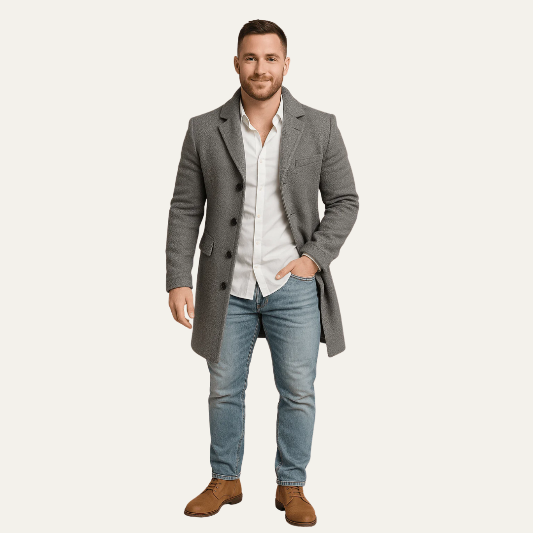 Men’s Tailored Plaid Topcoat