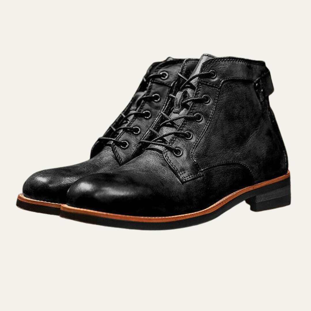 Men’s Polished Leather Combat Style Lace Up Boots