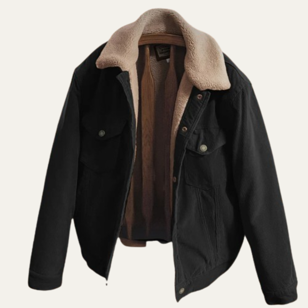 Men’s Shearling Collar Corduroy Trucker Jacket