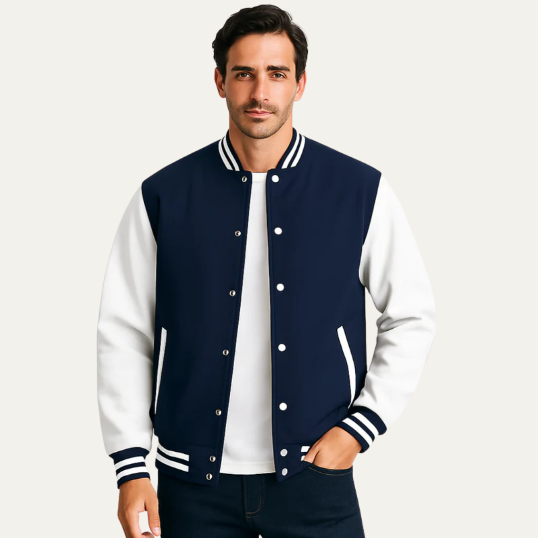 Men’s Classic Contrast Sleeve Varsity Jacket