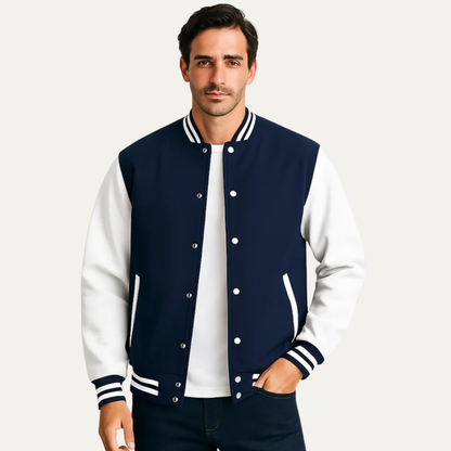 Men’s Classic Contrast Sleeve Varsity Jacket