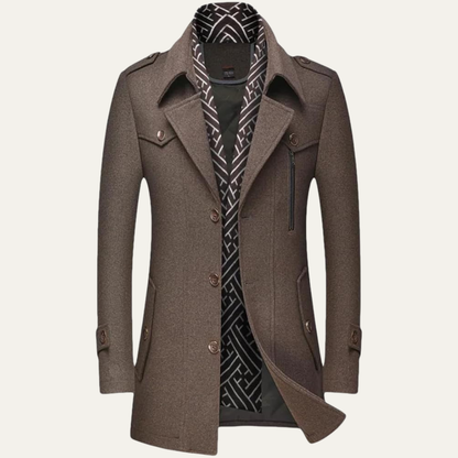 Men’s Layered Collar Peacoat Jacket