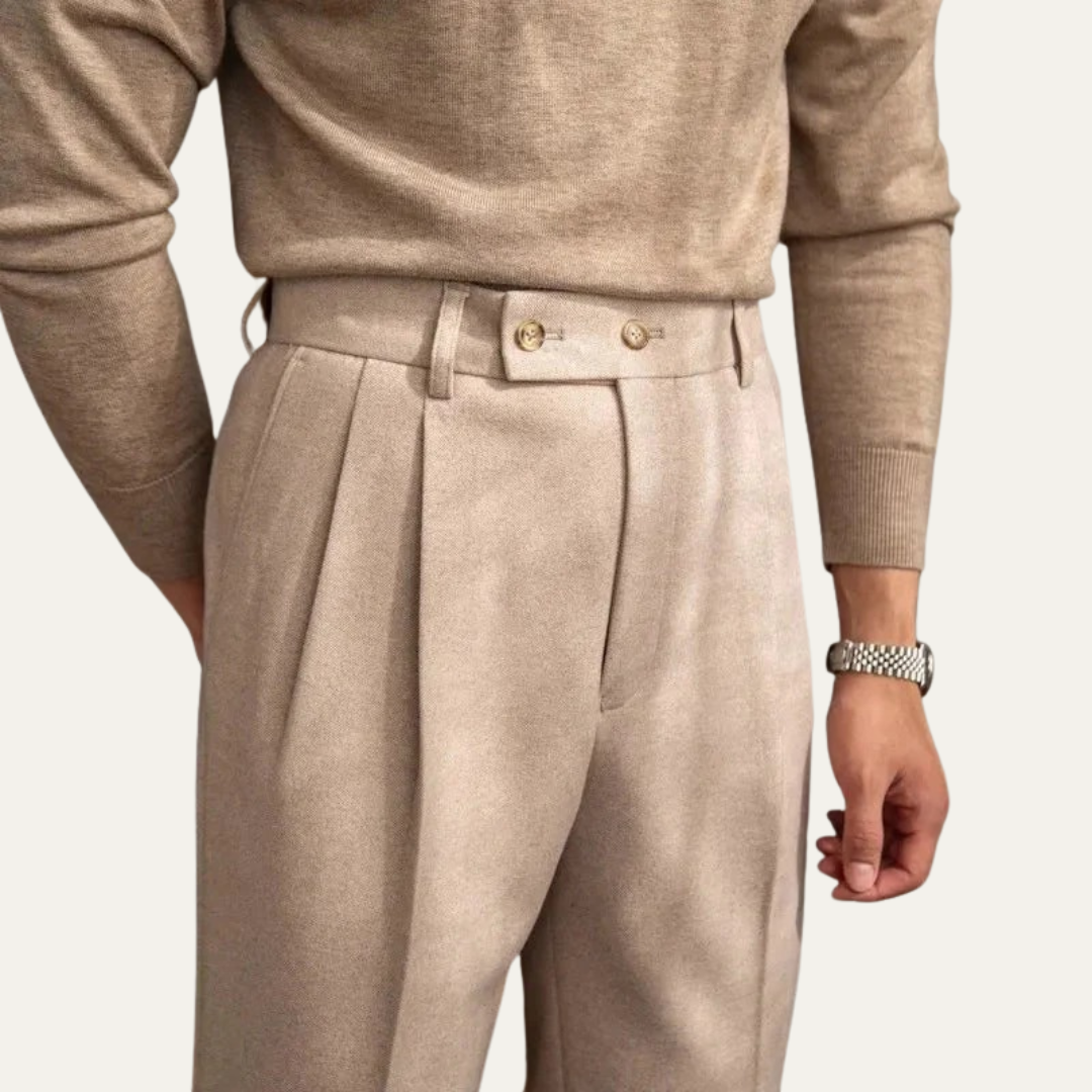 Men’s Cropped Pleated Dress Pants