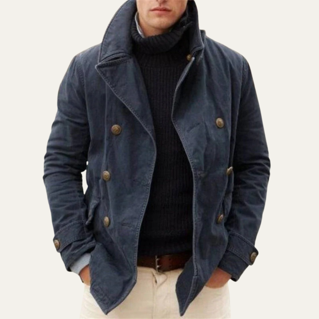 Men’s Double Breasted Nautical Inspired Peacoat