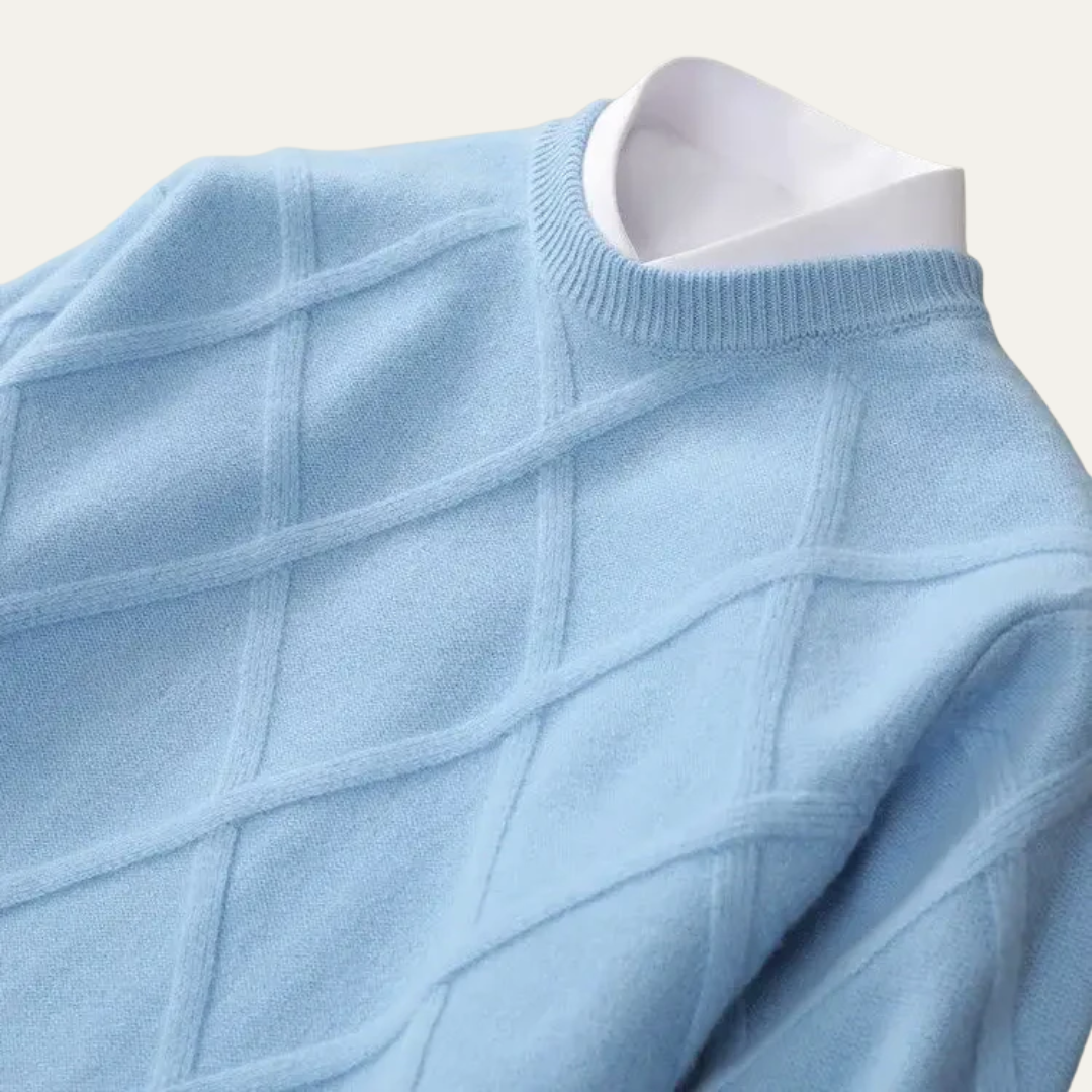 Men’s Argyle Crew Neck Ribbed Sweater