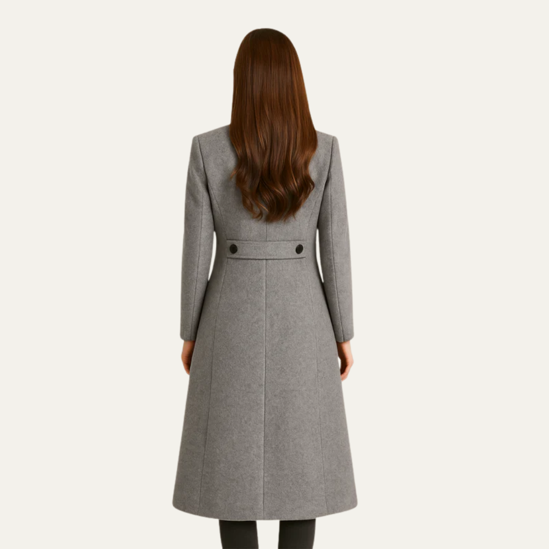 Women’s Tailored Midi Coat with High Collar