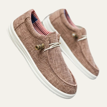 Men’s Casual Moc Toe Slip On Textile Shoes