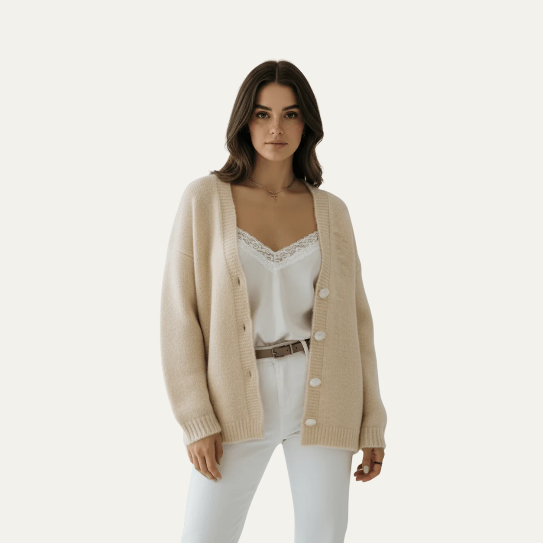 Women’s Oversized Fuzzy Knit Button Cardigan