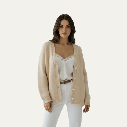 Women’s Oversized Fuzzy Knit Button Cardigan