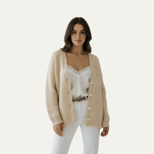 Women’s Oversized Fuzzy Knit Button Cardigan