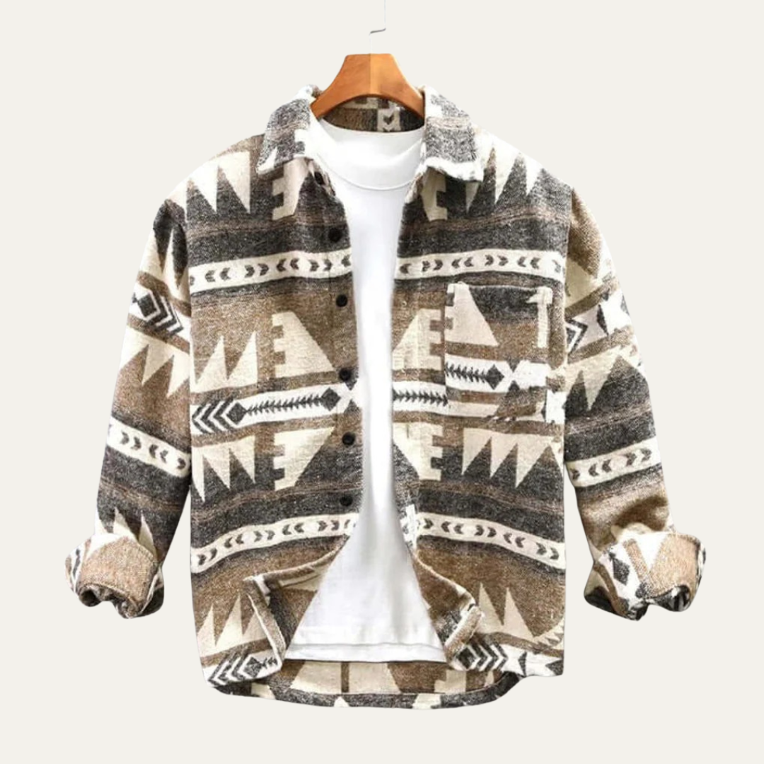 Men’s Cozy Patterned Button Up Shirt Jacket