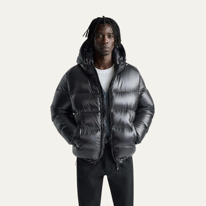 Men’s Glossy Hooded Puffer Jacket