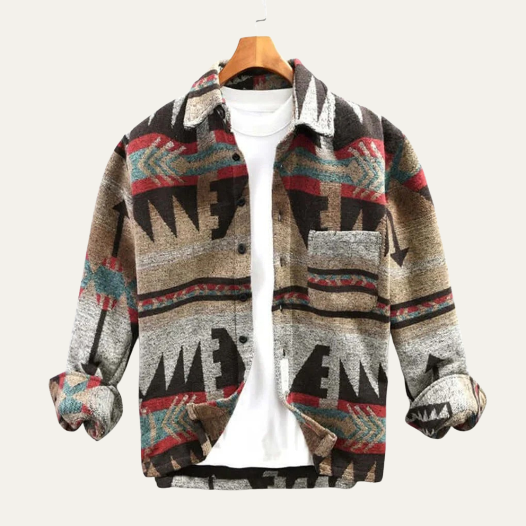 Men’s Cozy Patterned Button Up Shirt Jacket