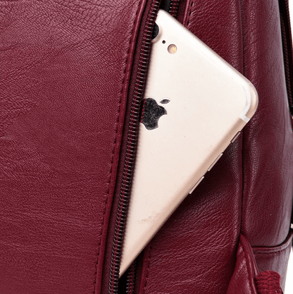 Premium Water-Resistant Leather Backpack for Women