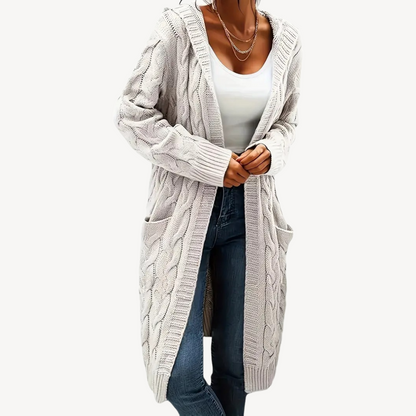 Cable Knit Hooded Cardigan