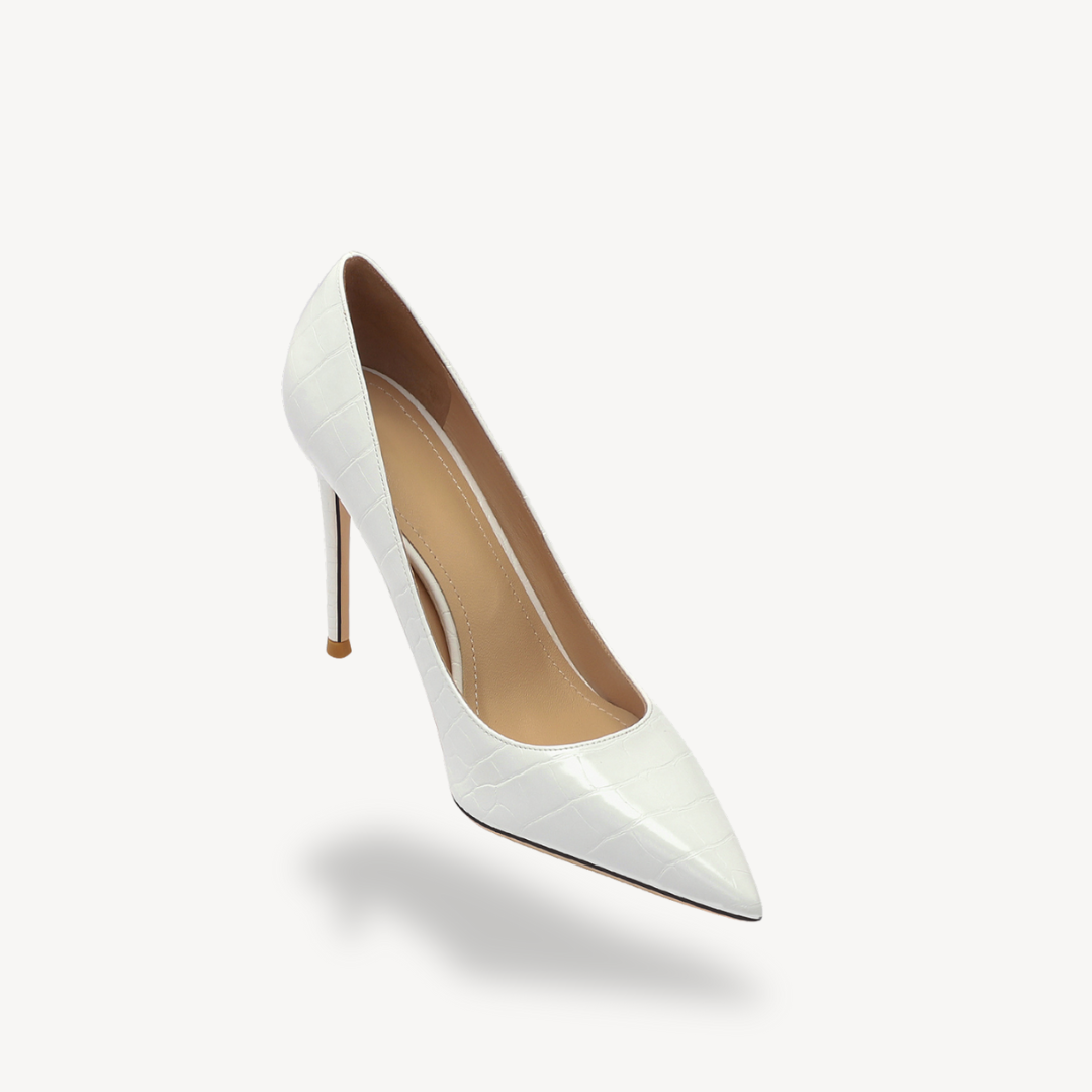 Orthopedic Croc-Embossed Pointed Heels for Women