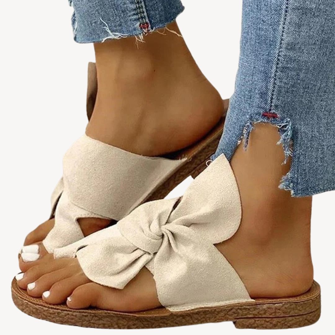Orthopedic Women's Fabric Bow Flat Sandals