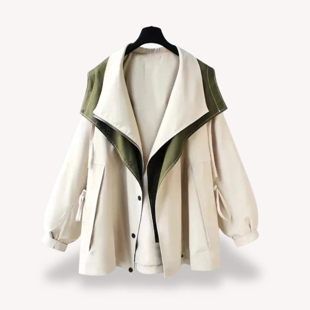 Colorblock Trench Coat for Women