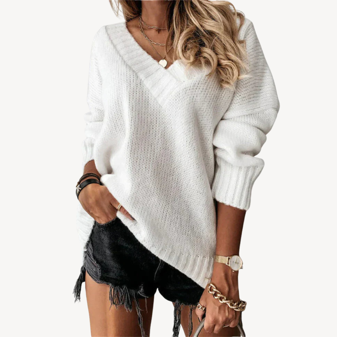 Women's V-Neck Knit Pullover Sweater