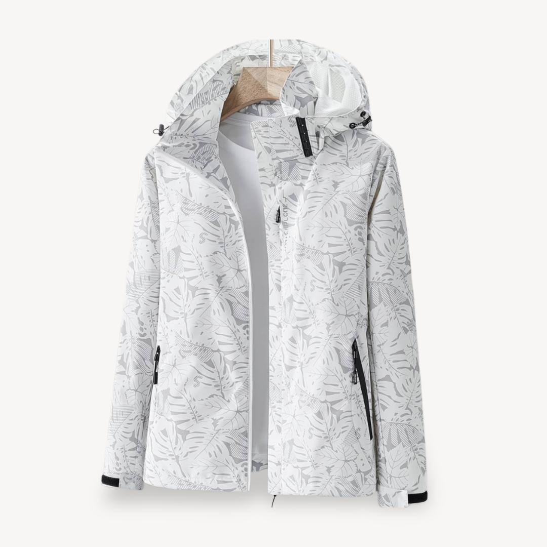 Leaf Print Waterproof Jacket for Women
