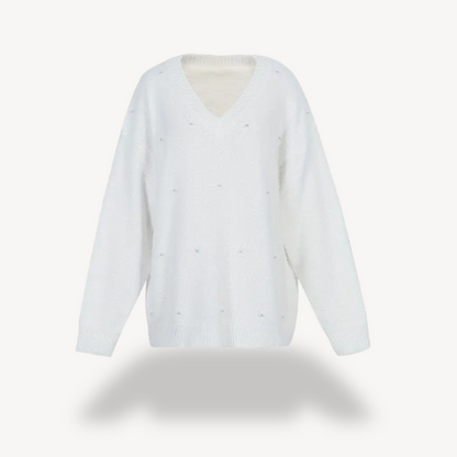 Pearl Detail V-Neck Sweater for Women