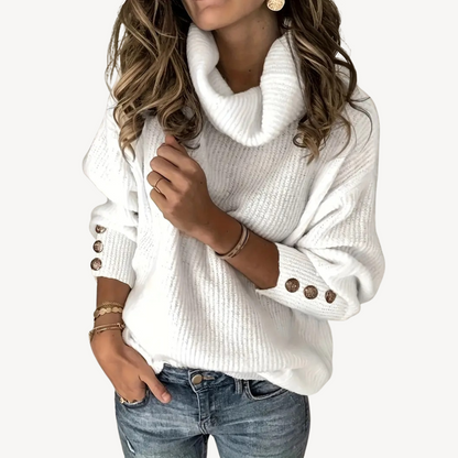 Women’s Cowl Neck Button Detail Sweater