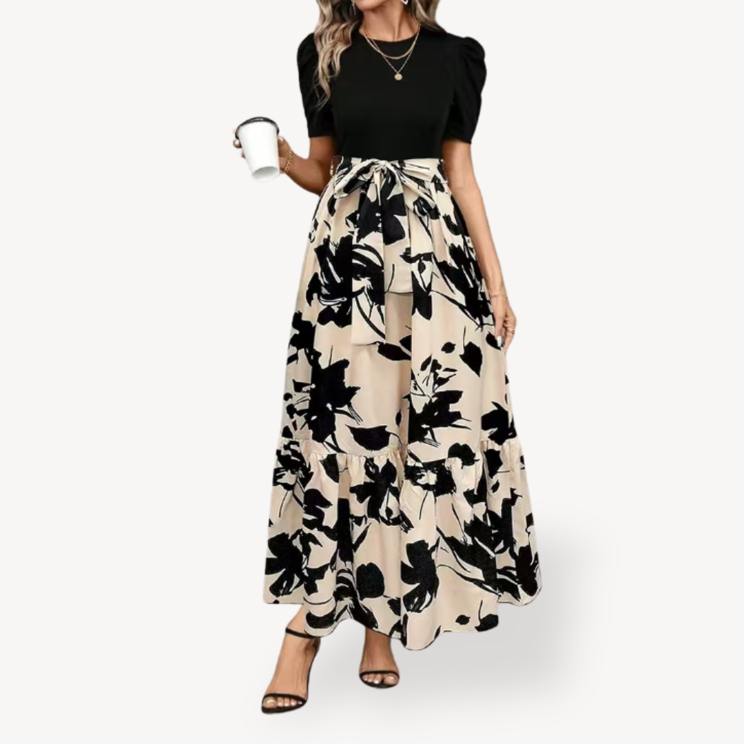 Women’s Casual Maxi Dress Short Sleeve Belted
