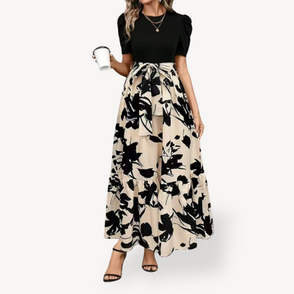 Women’s Casual Maxi Dress Short Sleeve Belted