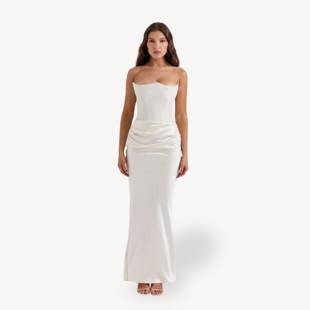 Strapless Satin Corset Gown Women's Dress