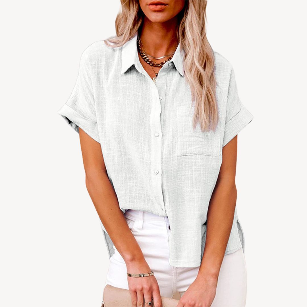 Women's Short Sleeve Linen Shirt