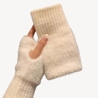 Women's Fuzzy Fingerless Gloves