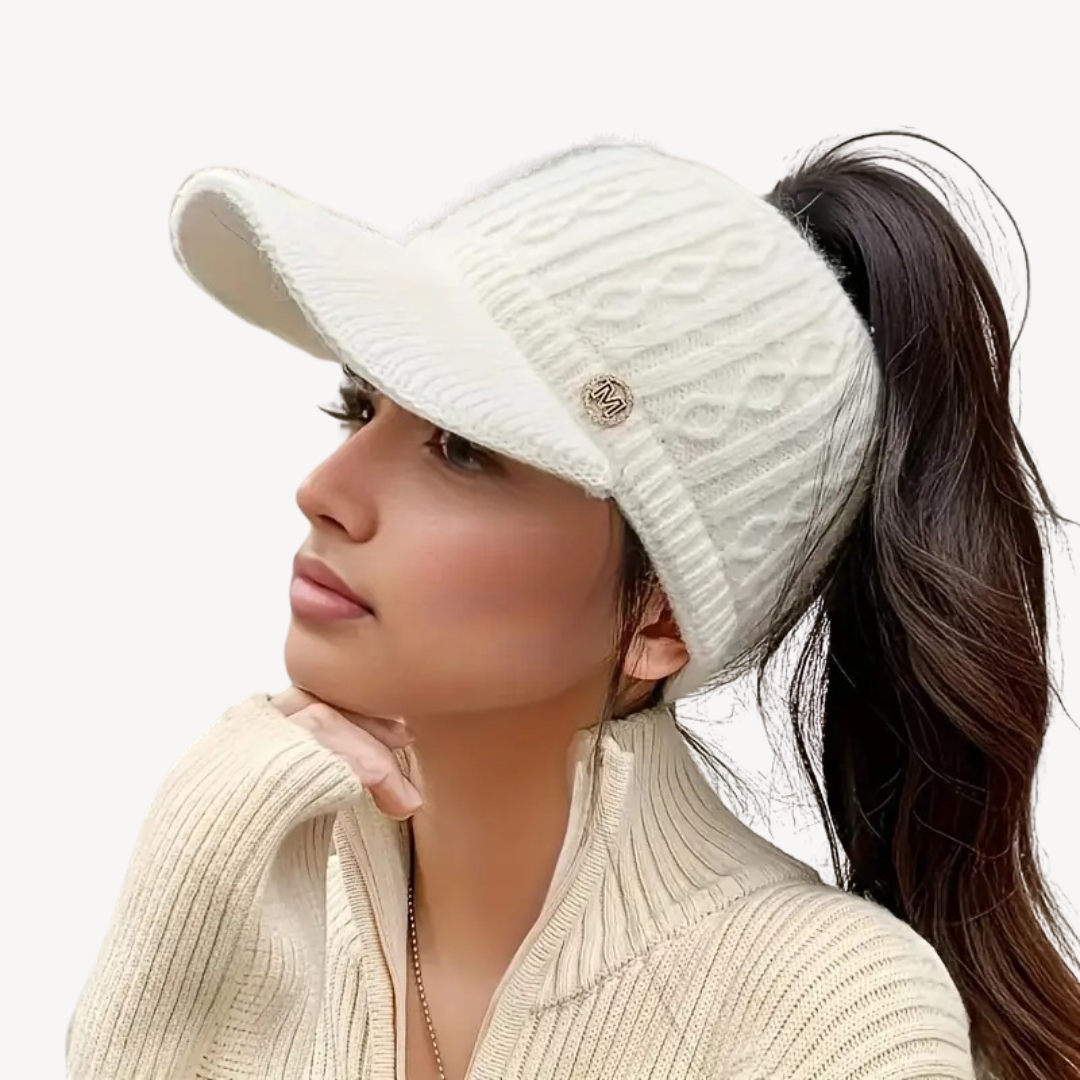 Knit Visor Cap with Ponytail Hole
