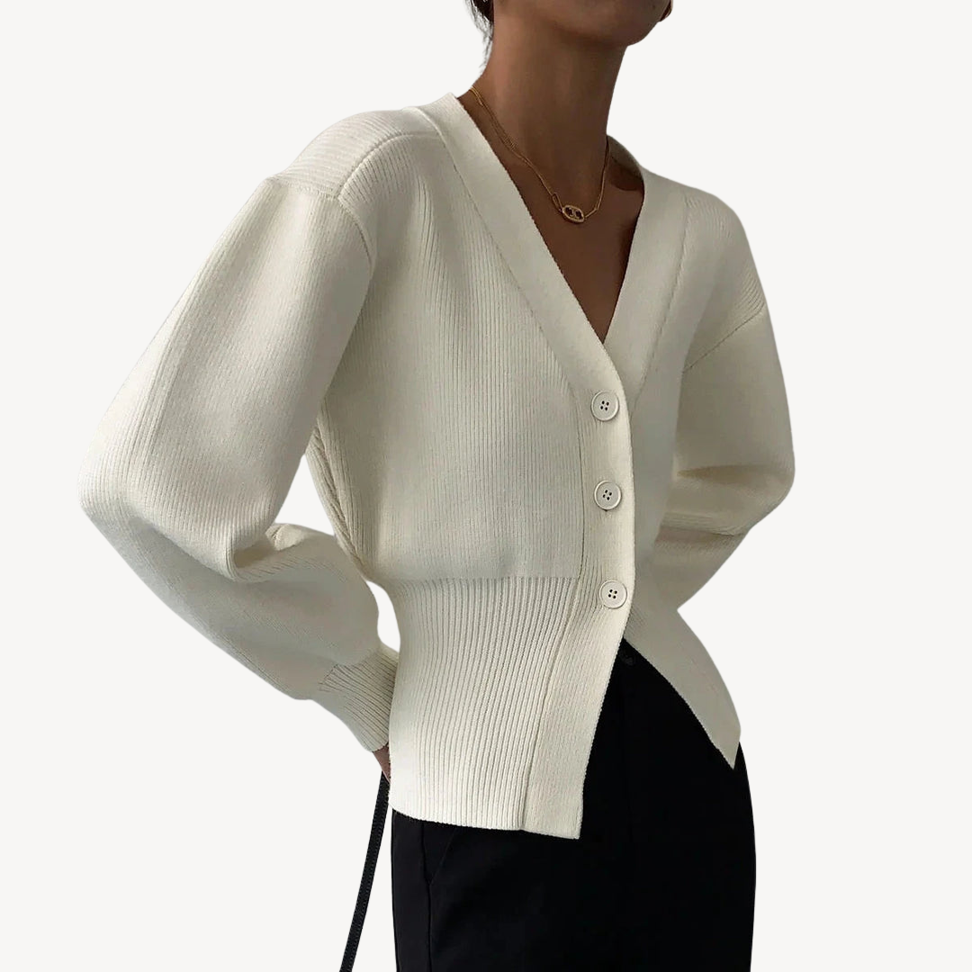 V-neck Ribbed Cardigan Sweater