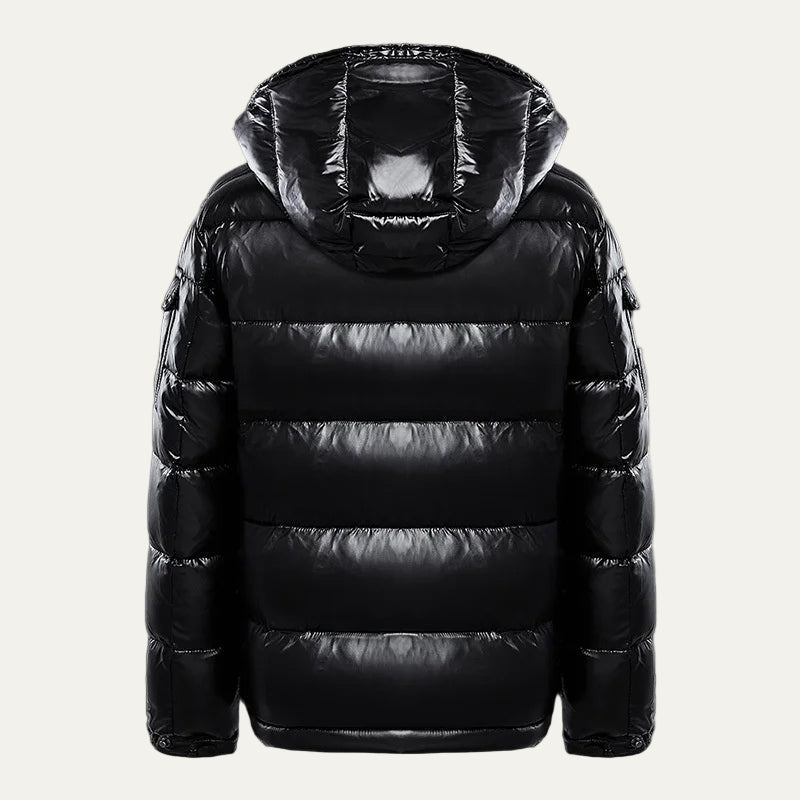 Men’s Warm Shiny Quilted Hooded Puffer Jacket