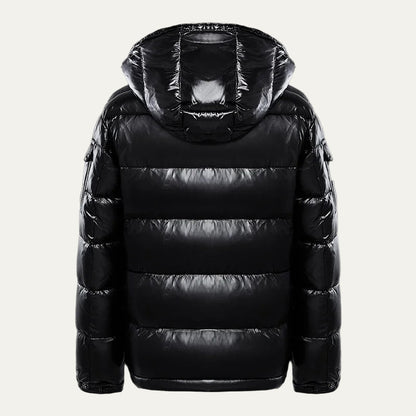 Men’s Warm Shiny Quilted Hooded Puffer Jacket