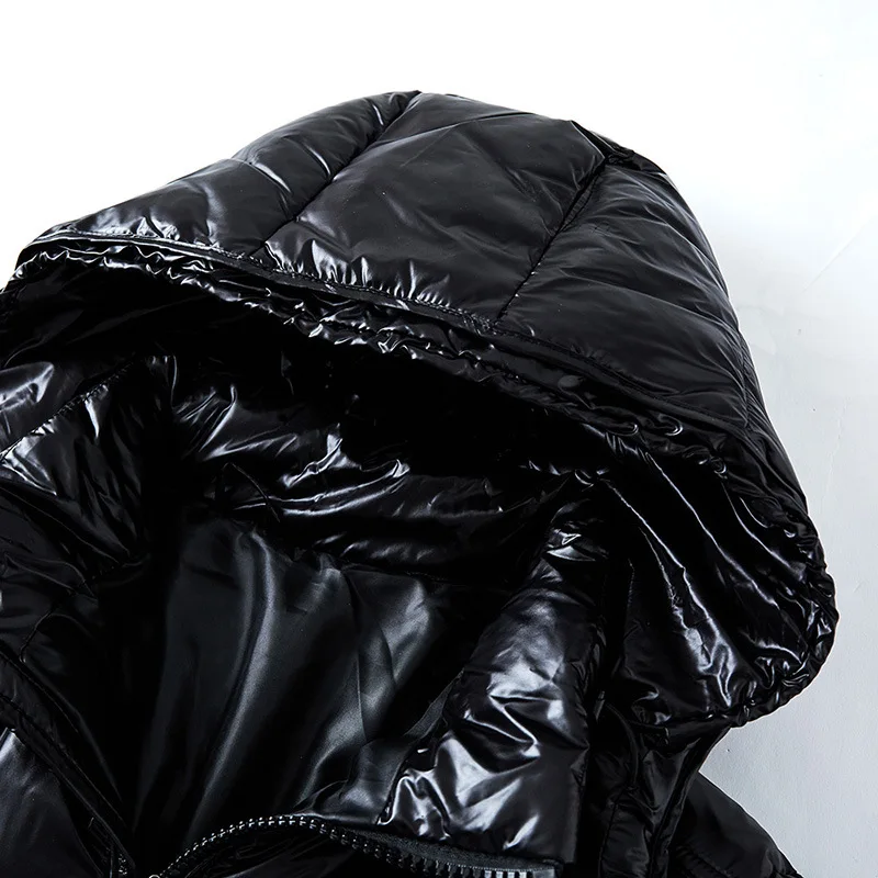 Men’s Warm Shiny Quilted Hooded Puffer Jacket