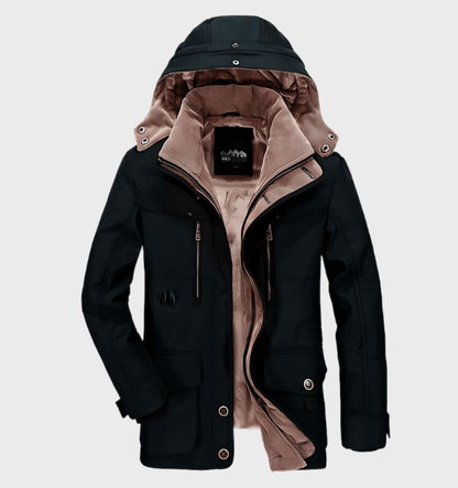 Warm Men's Winter Jacket with Hood - Andreas