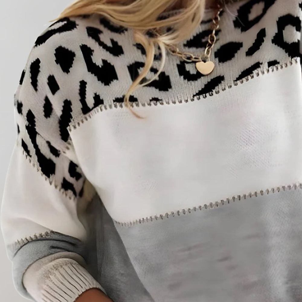 Warm Panther Print Women's Sweater - Sienna