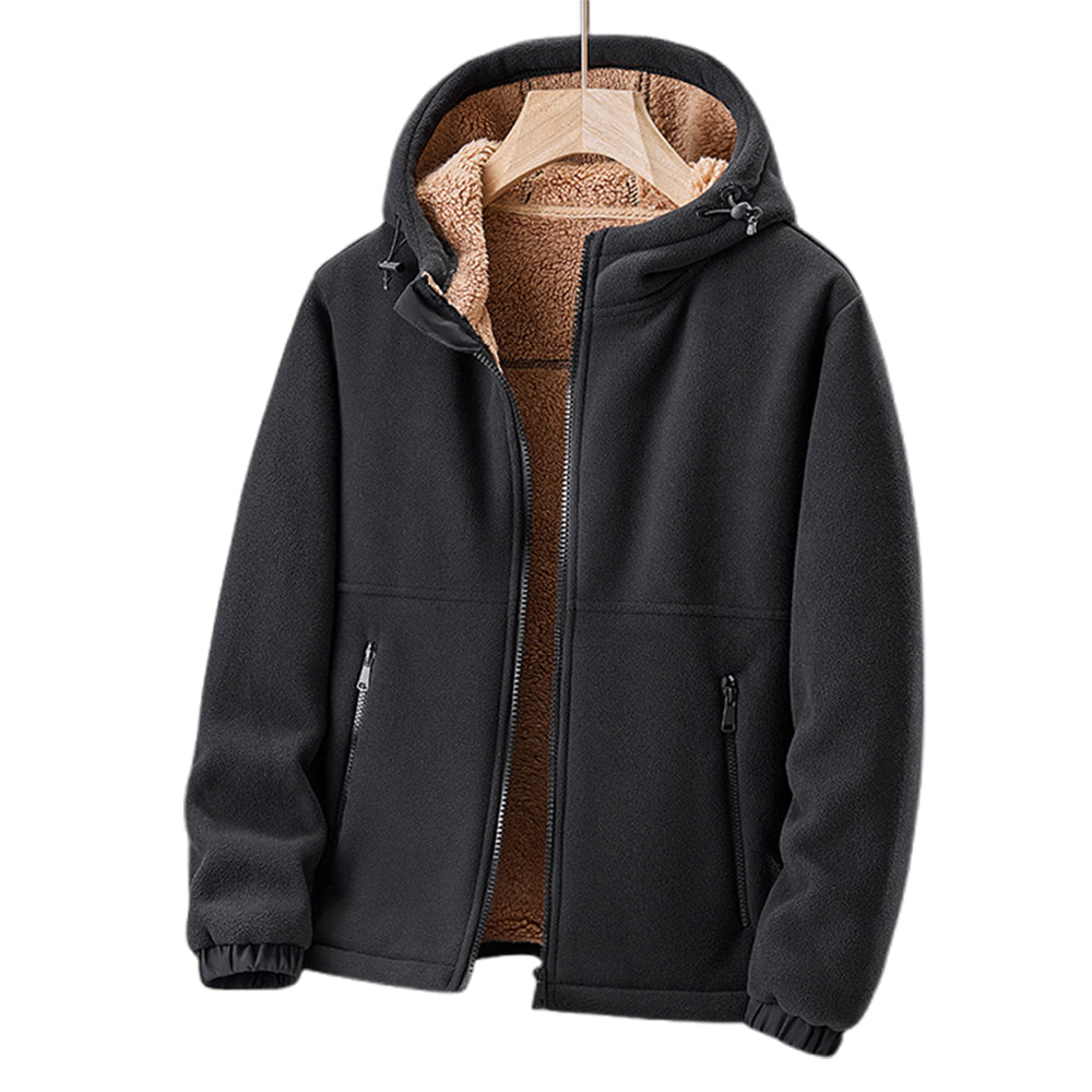 Warm Men's Hooded Fleece Zip Jacket