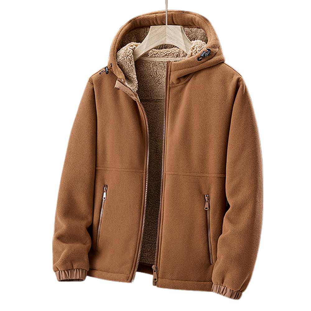 Warm Men's Hooded Fleece Zip Jacket - BritishElegance