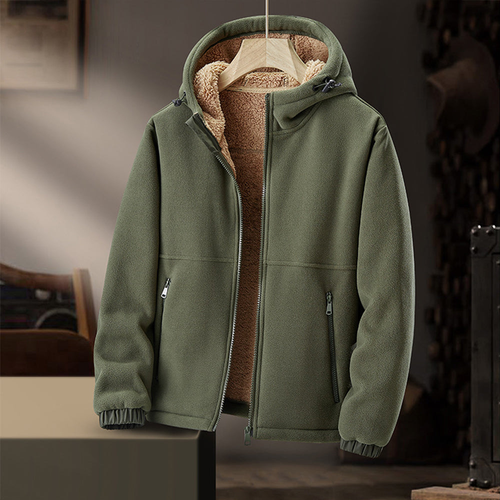 Warm Men's Hooded Fleece Zip Jacket