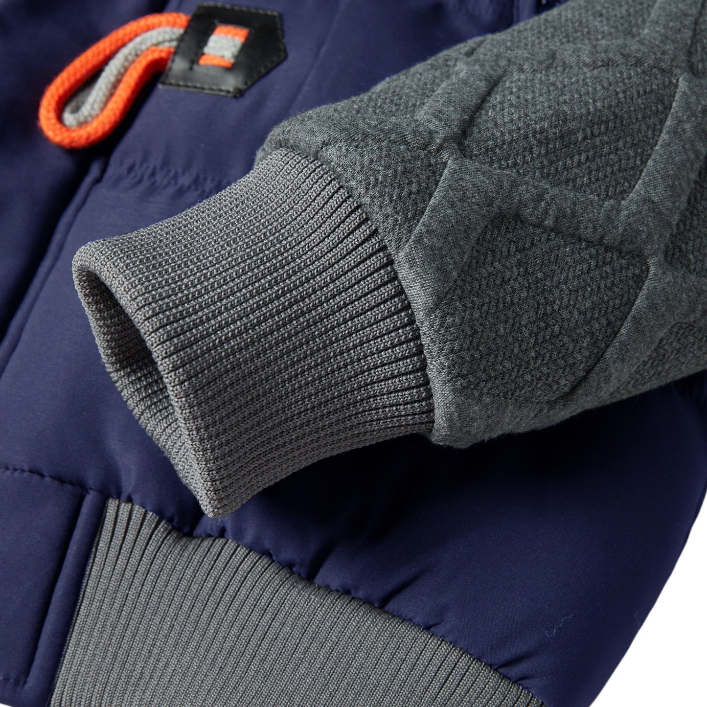 Men’s Hooded Quilted Puffer Jacket with Knitted Sleeves