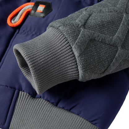 Men’s Hooded Quilted Puffer Jacket with Knitted Sleeves