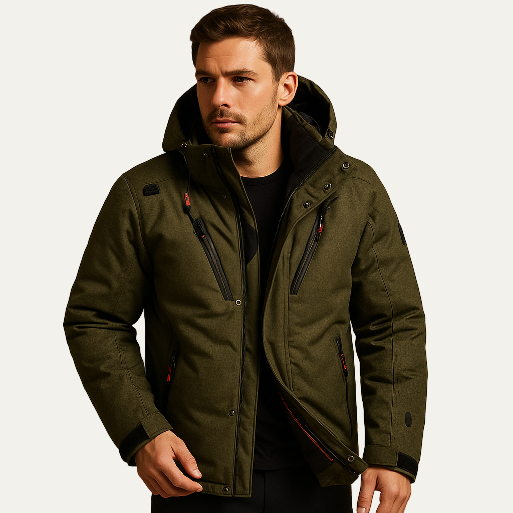 Men’s Quilted Stand Collar Insulated Bomber Jacket