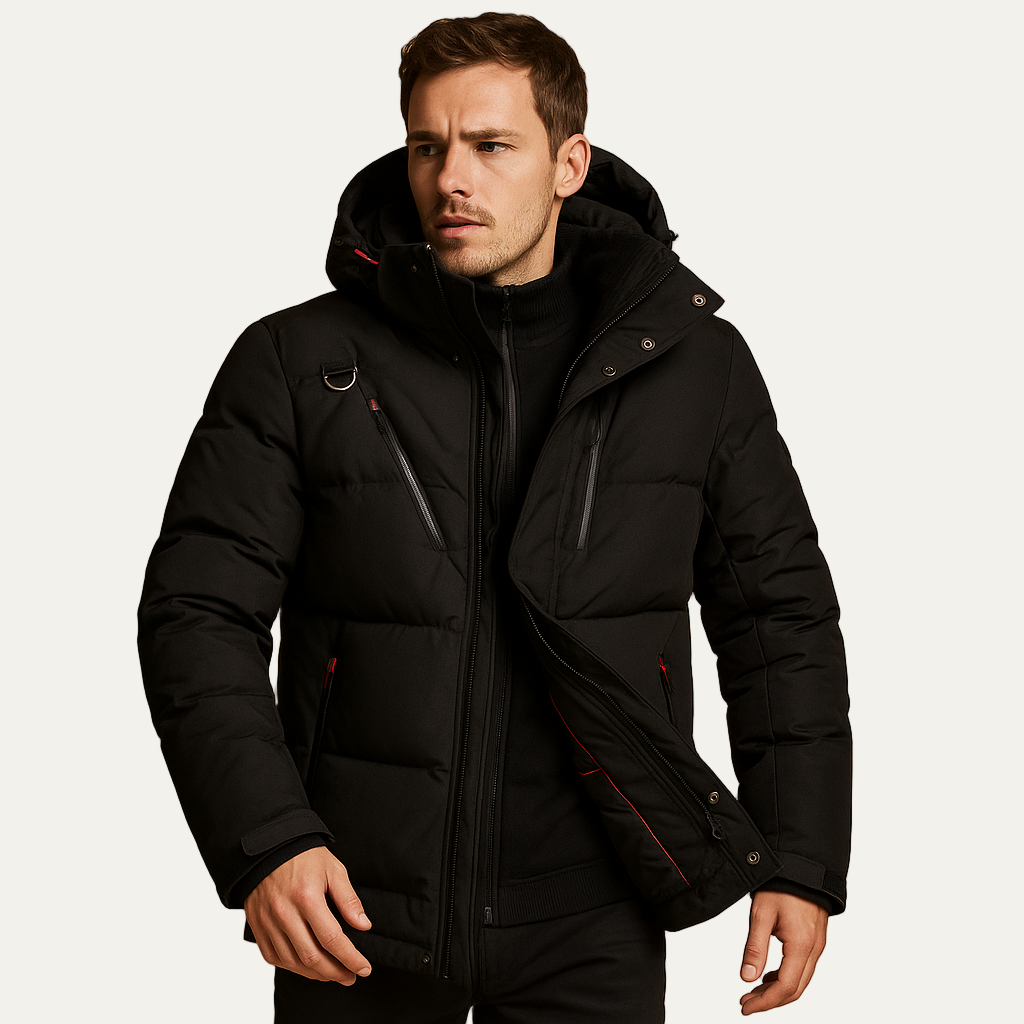 Men’s Quilted Stand Collar Insulated Bomber Jacket