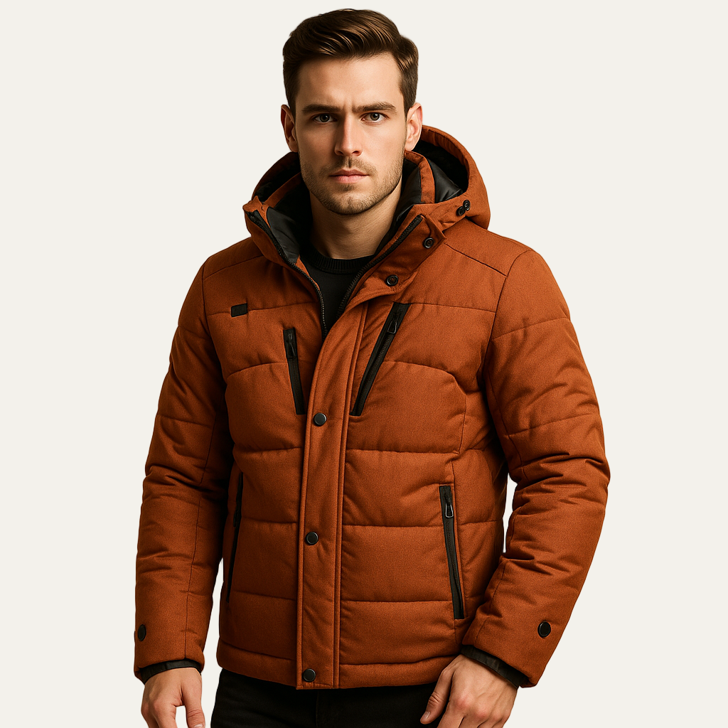 Men’s Quilted Stand Collar Insulated Bomber Jacket