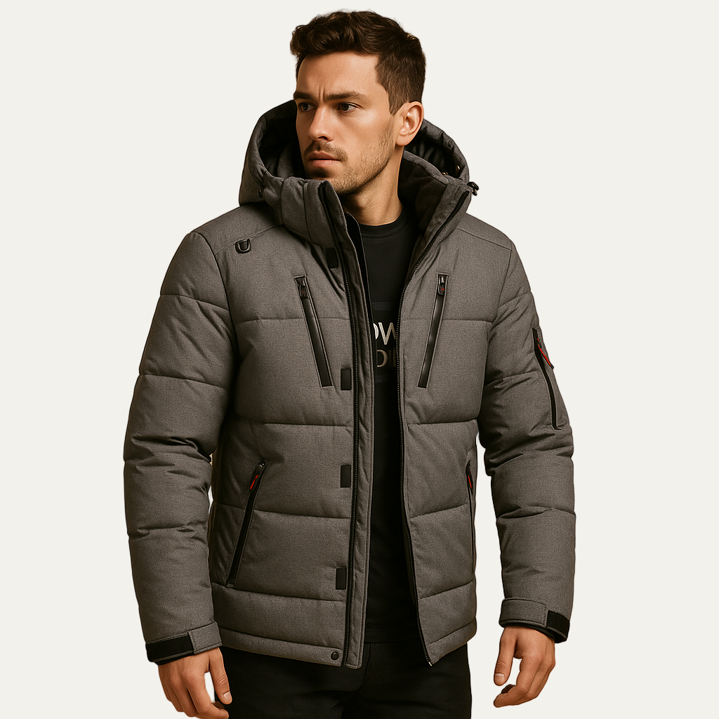 Men’s Quilted Stand Collar Insulated Bomber Jacket